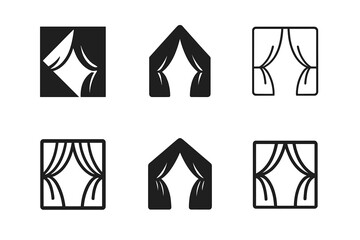 Stylish Bedroom Logos. Upgrading your bedroom with stylish decor. Icon set. Set Logo of upgrading your bedroom with stylish decor: modern bed frame. harmonious