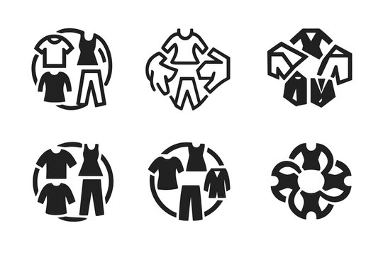 Diverse Fashion Icons. Diversity in fashion. Icon set. Set Logo of diversity in fashion: global fashion motif with cultural patterns. harmonious logo