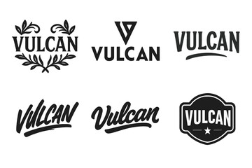 Vulcan Sigil Variations. Vulcan Sigil. Set lettering. harmonious lettering variations of the same emblematic concept, each with different artistic