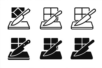 Carving Knife Logos. Carving knife. Icon set. Set Logo of Carving knife: Chef?s carving knife. harmonious logo variations of the same emblematic concept, each