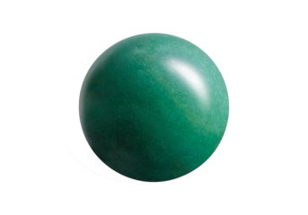 An elegant Green Aventurine orb on a white isolated background, displaying soft green shades with delicate shimmering flecks and a refined polish. Suitable for luxury decor or crystal therapy.