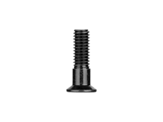 Black steel countersunk hex socket screw isolated on white. Ideal for engineering, tools, hardware, construction, mechanical repair and industrial applications.