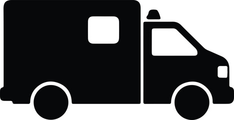 Illustration ambulance vehicle transportation emergency black silhouette vector