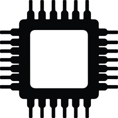 Illustration black chip processor technology connection silhouette vector