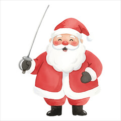 Santa Claus fencing vector isolated white background Christmas
