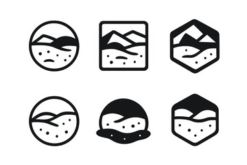 Winter Landscape Logos. Snow-covered ground. Icon set. Set Logo of snow-covered ground: tranquil winter landscape with minimal snow texture. harmonious logo