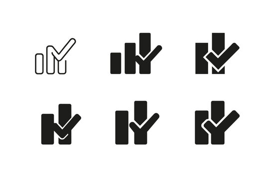 Live Polling Icons. Live Polling Graphics. Icon set. Set Logo of live polling graphics: ballot box merged with real-time chart line. harmonious logo variations