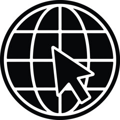 Illustration internet browser with cursor browsing globe symbol silhouette vector