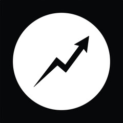 Illustration of rising arrow lightning bolt in circle silhouette vector