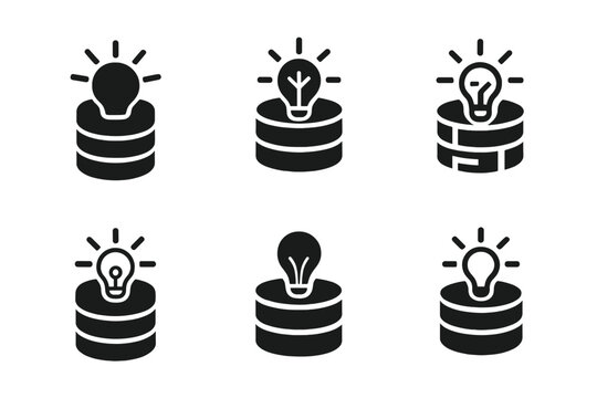 Data Science Logos. Data science. Icon set. Set Logo of data science: clustering scatter plot with centroid. harmonious logo variations of the same emblematic