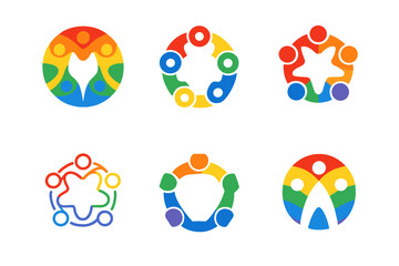 Fototapeta premium Colorful Pride Icons. Pride. Icon set. Set Logo of pride: rainbow circle unity symbol. harmonious logo variations of the same emblematic concept, each with