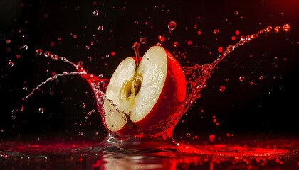 Red Apple Splash in Studio Lighting