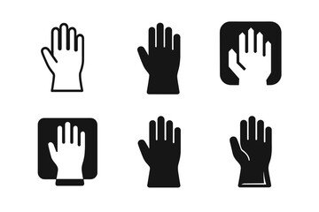 Obraz premium Rubber Glove Icons. Rubber Gloves. Icon set. Set Logo of Rubber Gloves: Glove with water droplets. harmonious logo variations of the same emblematic concept