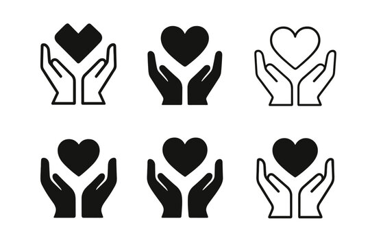 Chronic Sorrow Logos. The quiet sorrow of living with chronic conditions. Icon set. Set Logo of The quiet sorrow of living with chronic conditions: Hands