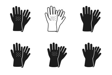 Obraz premium Rubber Gloves Icons. Rubber Gloves. Icon set. Set Logo of Rubber Gloves: Glove on hand. harmonious logo variations of the same emblematic concept (Flat solid,