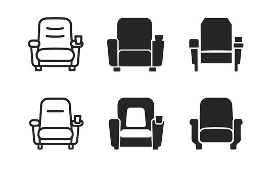 Home Cinema Logos. Home cinema experiences. Icon set. Set Logo of home cinema experiences: . surround speaker array around screen. harmonious logo variations