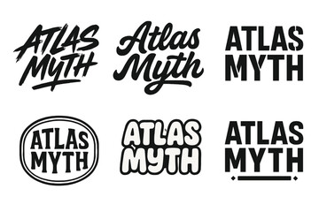 Atlas Lettering Variations. Atlas Myth. Set lettering. harmonious lettering variations of the same emblematic concept, each with different artistic