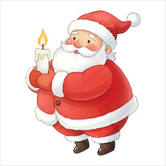 Santa Claus holding candle vector isolated white background Christmas
