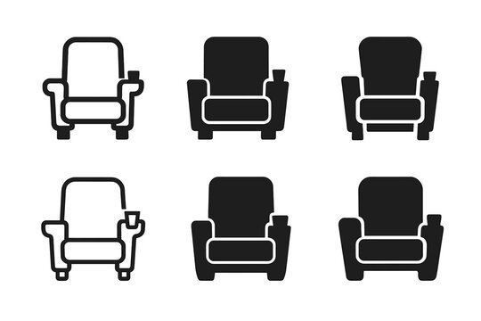 Home Cinema Logos. Home cinema experiences. Icon set. Set Logo of home cinema experiences: . surround speaker array around screen. harmonious logo variations