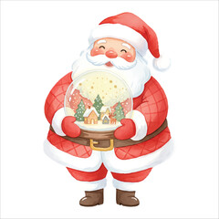 Santa Claus Holding Snow Globe Vector Isolated on White Background Christmas
