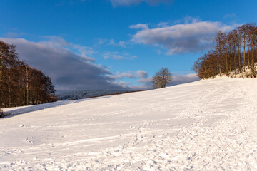 Snow Covered Winter Landscape in Rh&ouml;n Mountains Germany