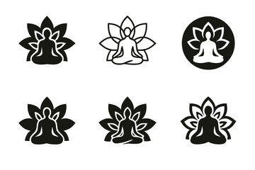 Fototapeta premium Mandala Logo Variations. Spiritual growth and finding purpose. Icon set. Set Logo of Spiritual growth and finding purpose: mandala symbol. harmonious logo