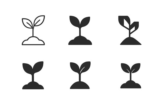 Tree Planting Logos. Reforestation efforts and tree planting. Icon set. Set Logo of Reforestation efforts and tree planting: Hands planting a tree. harmonious