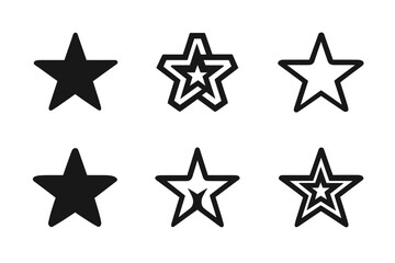 Obraz premium Emblematic Star Variations. Symbols. Icon set. Set Logo of symbols: star emblem. harmonious logo variations of the same emblematic concept, each with different