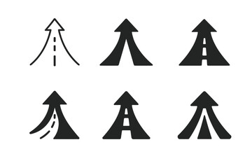 Fototapeta premium Escapism Logo Variations. escapism in marketing. Icon set. Set Logo of escapism in marketing: open door to dream landscape. harmonious logo variations of the