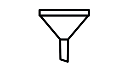 Funnel outline icon on transparent background for data analysis concept