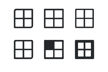 Modular Apartments Logos. Modular apartments. Icon set. Set Logo of Modular apartments: Window. harmonious logo variations of the same emblematic concept