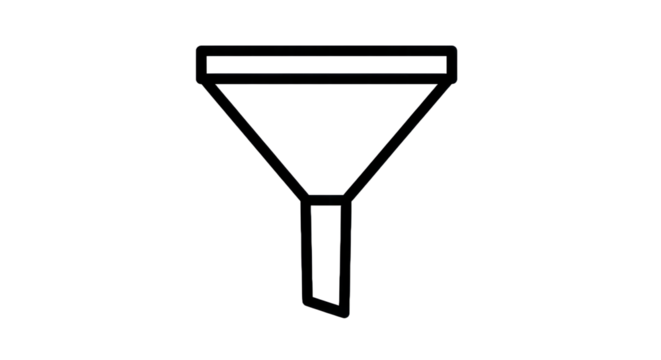 Funnel outline icon on transparent background for data analysis concept
