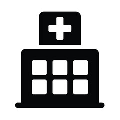 Obraz premium Hospital Icon – Monochrome Healthcare Facility Symbol