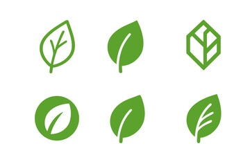 Obraz premium Eco Label Design Variations. Green label design with eco vibes. Icon set. Set Logo of green label design with eco vibes: leaf emblem. harmonious logo