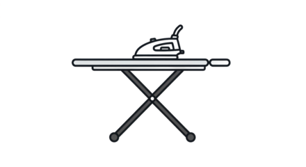 Ironing board and iron illustration against transparent background