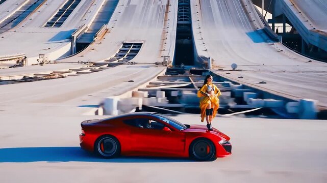 gaming character freedom challenge standing hood fashion parade model car industry industrial red vehicle