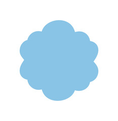 Groovy retro scallop shape solid frame in blue forms a wavy border and abstract background. This y2k element works as a graphic label and brings cool vintage accent to any modern design.