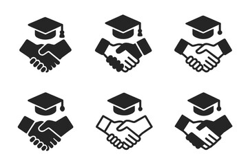 University Welcome Logos. Student orientations and welcome events at universities. Icon set. Set Logo of Student orientations and welcome events at