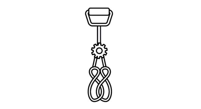 Mechanical object with gear and looped design isolated on transparent background