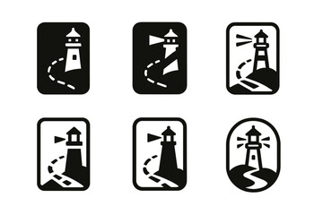 Escapism Logo Variations. escapism in marketing. Icon set. Set Logo of escapism in marketing: open door to dream landscape. harmonious logo variations of the