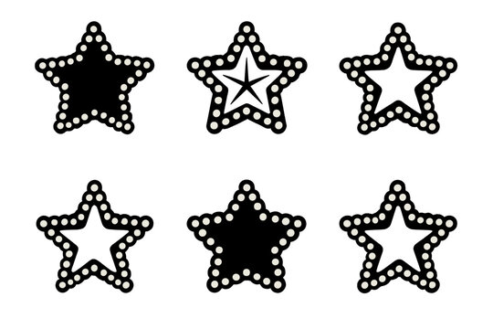 McBling Icon Set. McBling. Icon set. Set Logo of pop culture: star with rhinestone outline. harmonious logo variations of the same emblematic concept, each