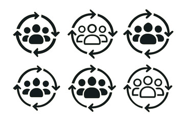 Creative Team Logos. Collaboration in creative teams. Icon set. Set Logo of Collaboration in creative teams: handshake with creative spark. harmonious logo