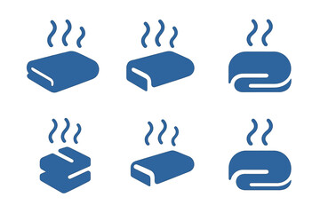 Wet Towel Icons. Wet towel. Icon set. Set Logo of Wet Towel: towel corner wringing out water. harmonious logo variations of the same emblematic concept, each