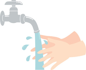 手を水洗いする