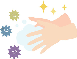 手洗いでばい菌を洗い流す