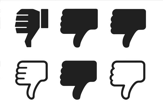 Constructive Feedback Icons. Feedback tone perception. Icon set. Set Logo of Thumbs Down: Constructive criticism. Abstract geometric, Filled silhouette, Flat