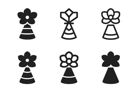 DIY Decoration Logos. Making DIY party decorations for a personalized touch. Icon set. Set Logo of Making DIY party decorations for a personalized touch: Paper