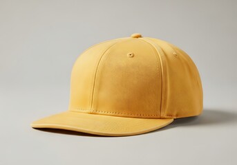 Vibrant yellow baseball cap, modern design, studio shot against neutral backdrop
