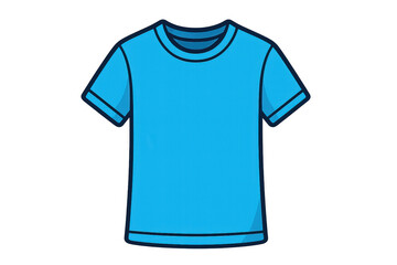 Blue t-shirt, short sleeve apparel. Simple vector graphic representing clothing or merchandise, having and a transparent background