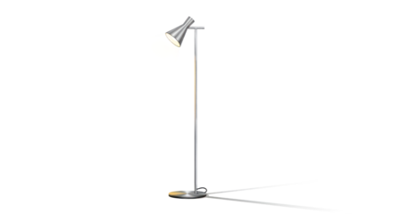 Modern floor lamp illustration with adjustable head and transparent background